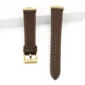 Cinturino per orologio in vera pelle marrone con fibbia dorata e cuciture bianche. - Per Fit 3 / Fit 4 / Caffè scuro - fibbia dorata