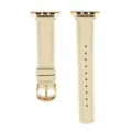 Cinturino in pelle beige con fibbia oro rosa compatibile con varianti apple watch. - Bianco - Chiusura oro rosa