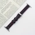 Cinturino per orologio in pelle verniciata compatibile con Apple Watch, finitura con cuciture. - 42/44/45/49 mm - (46 mm Gen 10/11) / Viola con Fibbia Argentata