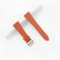 Cinturino per orologio in pelle arancione con fibbia argentata, ricambio dal design classico. - arancio-rosso