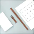 Cinturino in pelle marrone double tour per Apple Watch, elegante cinturino di ricambio iWatch. - Marrone chiaro 38/40/41 mm (42 mm gen. 10/11)