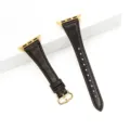 Cinturino in pelle sottile compatibile con Apple Watch 42mm 46mm elegante cinturino marrone. - 42/44/45/49 mm - (46 mm Gen 10/11) / Nero-Fibbia Dorata