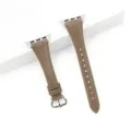 Cinturino in Pelle Taupe Sottile Compatibile con Apple Watch Variante Stile Vita Sottile 42mm - 42/44/45/49 mm - (46 mm Gen 10/11) / Grigio-marrone - Fibbia argento