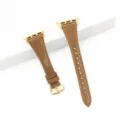 Cinturino per orologio in pelle marrone sottile di ricambio compatibile con Apple Watch, fibbia oro. - 42/44/45/49 mm - (46 mm Gen 10/11) / Marrone - Fibbia oro