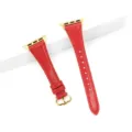 Cinturino per orologio in pelle rossa compatibile con Apple Watch, design sottile con fibbia. - 42/44/45/49 mm - (46 mm Gen 10/11) / Rosso - fibbia dorata