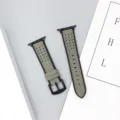 Cinturino per orologio in pelle perforata verde oliva compatibile con smartwatch fibbia nera - Verde Matcha - Fibbia Nera 42/44/45/49mm