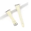Correa de reloj de cuero delgado de repuesto compatible con Apple Watch 42mm - Blanco marfil - hebilla plateada