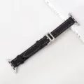 Zwarte lederen horlogeband compatibel met Apple Watch, elegante slanke vervangende band - Zwart