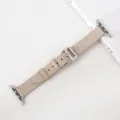 Vervangende smalle lederen horlogeband compatible met Apple Watch, khaki beige. - Abrikoos