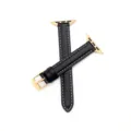 Cinturino per orologio sottile in pelle nera compatibile con Apple Watch, elegante. - 42/44/45/49mm / Pelle nera - fibbia oro
