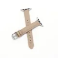 Bracelet de montre en cuir fin compatible avec Apple Watch, sangle de rechange beige chic. - Cuir abricot - boucle argentée