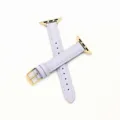 Bracelet de montre en cuir lavande compatible Apple Watch, fin bracelet de rechange pour femmes travail. - Cuir violet lavande - boucle dorée
