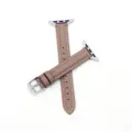 Bracelet de montre en cuir fin compatible avec Apple Watch, bracelet de rechange marron - Cuir rose poudré - boucle argentée
