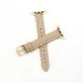 Bracelet de montre en cuir beige avec attaches dorées, bracelet de rechange pour montre. - Cuir abricot - boucle dorée