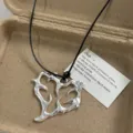 Gothic thorny heart pendant necklace detail view, unique alternative metal jewelry piece. - Silver Hollow Style (XL0928)
