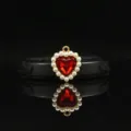 18mm alloy heart pearl gold pendant detail view, perfect for diy hair bows and apparel decoration. - Red