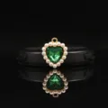 18mm alloy heart gold pendant with pearls and green crystal for DIY jewelry accessories decoration - Green
