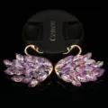 Ciondoli cigno in cristallo strass accessori per gioielli fai da te cover telefono - Lato Destro / Viola chiaro