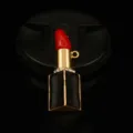 Rossetto forma DIY ciondolo dettaglio primo piano, nero oro strass custodia telefono accessorio. - Rossetto (rosso vivo)