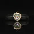 Detailed view of the 18mm alloy heart crystal pearl pendant for DIY hair bow accessories. - AB Color