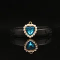 18mm alloy heart rhinestone pearl gold pendant DIY bow hair accessory charm decoration - Lake Blue