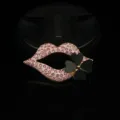 Rosa Strass Lippen und schwarzer Kleeblatt Legierung Zubehör für DIY Basteln und Handyhülle. - Blumenlippen (Rosa)