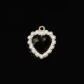 Ciondolo cuore nero in lega dorata con perle accessorio per gioielli fai da te artigianato - Nero
