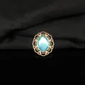 Montatura in lega metallica filigranata dorata con strass ovale azzurro per decorazioni fai - Blu lago