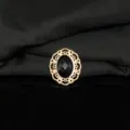 Vintage oval alloy rhinestone gemstone decorative button DIY craft apparel hair accessory - Black
