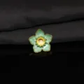 Accessorio DIY fiore smalto verde bordo dorato stame materiale artigianale per forcine - Verde chiaro