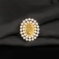 Accessorio ovale in lega intarsiato di perle gioielli per capelli da sposa fai da te - Montatura Vuota Bicotayer Ovale(B0050-5)