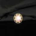 Pulsante strass rosa ovale in pizzo lega stile coreano materiale decorativo fai da te - Rosa chiaro