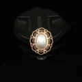 Vintage rose gold alloy oval faux pearl filigree craft button diy accessory for shoes hair decor - Faux Pearl