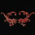 Squisiti accessori per capelli con rami di fiori in smalto rosso e oro per bricolage Hanfu. - Lato Sinistro / Rosso Smaltato
