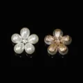 Accessorio in lega di fiori di perle e strass, vista anteriore e posteriore mostra dettagli. - 5-Perla Retro Piatto (A0011-1)