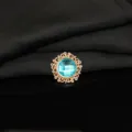 Bottone strass lega oro pietra blu rotonda fai da te matrimonio abbigliamento accessorio - Blu lago