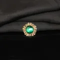 Fibbia decorativa rotonda in lega color oro strass gemma verde accessorio fai da te artigianato - Verde Scuro
