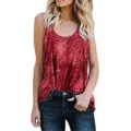 Casual women's red floral tank top with a comfortable round neck design - S / Tops / Burgundy