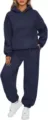Tuta sportiva da donna blu navy, set a due pezzi con felpa con cappuccio e pantaloni - Blu navy