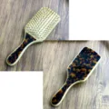 Premium bamboo massage hairbrush with tortoiseshell acetate inlay and air cushion base - Tortoise