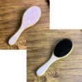 Professional bamboo massage hairbrush with pink marble acetate inlay for scalp care - Pink Boar Bristles