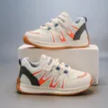 White and orange breathable mesh sneakers for kids with durable soft rubber soles - Size 21 / Inner Length 13.5cm / Orange Red