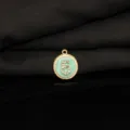 Gold zinc alloy mint green enamel rhinestone number 5 round charm DIY jewelry making pendant - Number 5(B0024-8)