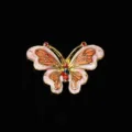 Squisito accessorio farfalla in metallo smaltato per forcine fai da te e gioielli vintage. - Fondo piatto / Rosa Crisantemo