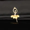 Gold alloy ballet dancer pendant with rhinestones and yellow skirt detail for DIY crafts. - Yellow