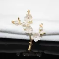 Lega Oro Perla fiore di pillo ramo DIY accessorio capelli gioiello spilla 1pz - Ramo di Fiore di Prugno Bianco Sinistro (A0013-3) / Floreale Bianco