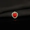 Red rhinestone heart pendant alloy charm for DIY necklaces, bracelets and jewelry making accessories. - Bright Red