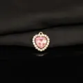 Close-up detail of heart shaped alloy rhinestone pendant pink crystal charm for jewelry making - Light Pink