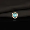 Pendente in lega a forma di cuore con cristallo blu e strass per collane e bracciali fai da te. - Blu lago