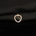 Ciondolo charm a cuore nero in strass per fai da te creazione gioielli collana dettaglio - Nero